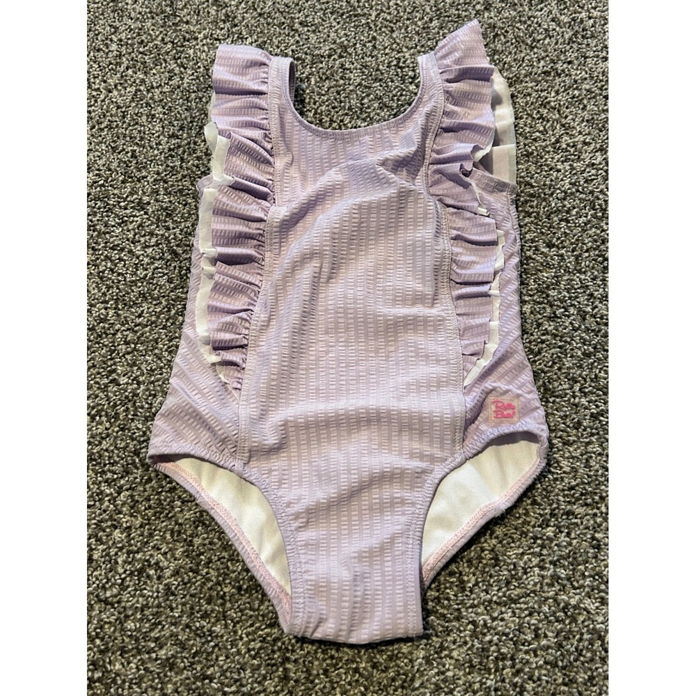 Cc37 RuffleButts Girls Lavender Purple Seersucker Ruffle One Piece Swimsuit 3T